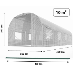 Dimensions du tunnel de jardin 2,5 x 4 m hauteur 200 cm