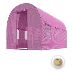 Tunnel de jardin PLONOS 2 x 3 m – 6 m² rose avec corde en sisal