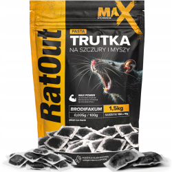 RatOut Max Power Brodifacoum Pasta 1,5 kg – Appât puissant contre les rats et souris